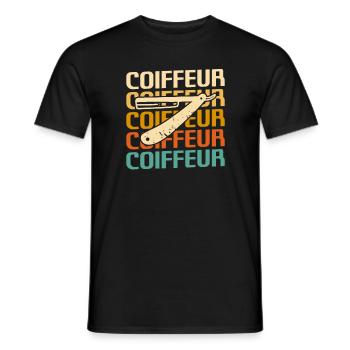 Retro Coiffure Barbier Coiffeuse - Männer T-Shirt - Schwarz - Vorne - AI Model Male 178 light (178cm)