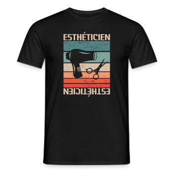 Vintage Retro Esthéticien Cosmétologie - T-shirt homme - noir - Devant - AI Model Male 178 light (178cm)