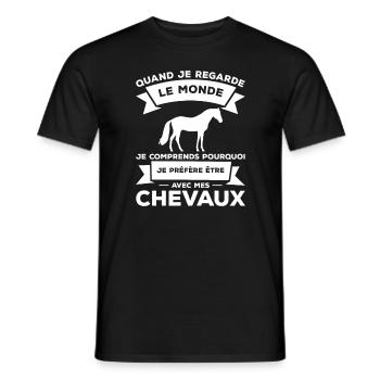 Je Comprends Pourquoi Je Préfère Être Avec Mes - T-shirt homme - noir - Devant - AI Model Male 178 light (178cm)