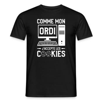 Comme Mon Ordi J'Accepte Les Cookies - T-shirt homme - noir - Devant - AI Model Male 178 light (178cm)