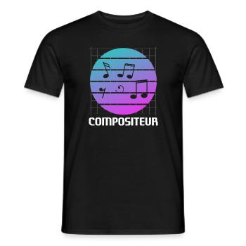Retro Compositeur Composition Musicale - T-shirt homme - noir - Devant - AI Model Male 178 light (178cm)