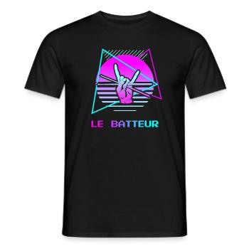 Retro Le Batteur Batterie - T-shirt homme - noir - Devant - AI Model Male 178 light (178cm)