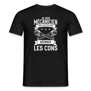 Je Suis Mécanicien Mais Je Ne Peux Pas Réparer Les - T-shirt homme - noir - Devant - AI Model Male 178 light (178cm)
