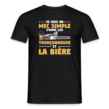 Je Suis Un Mec Simple J'aime Les Tronçonneuses Et - T-shirt homme - noir - Devant - AI Model Male 178 light (178cm)