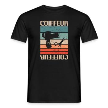 Vintage Retro Coiffeur Coiffure - T-shirt homme - noir - Devant - AI Model Male 178 light (178cm)