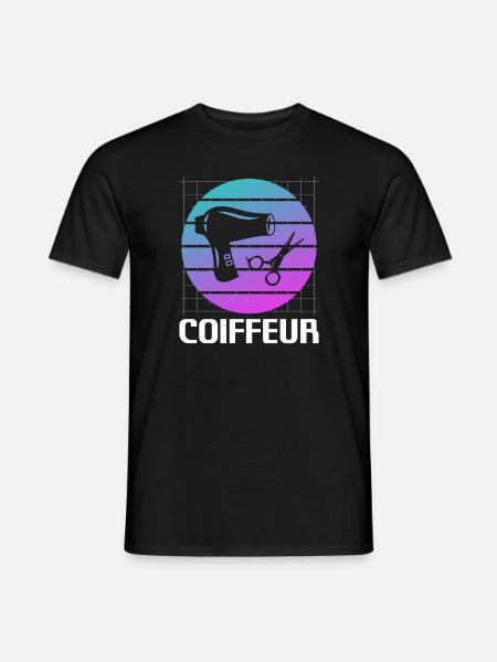 Retro Coiffeur Coiffure - T-shirt homme - noir