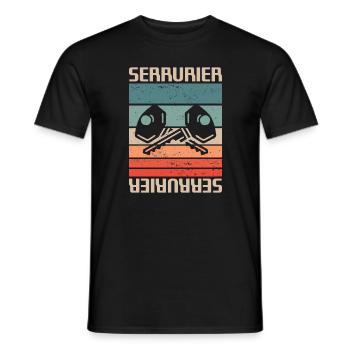 Vintage Retro Serrurier Serrurerie - T-shirt homme - noir - Devant - AI Model Male 178 light (178cm)