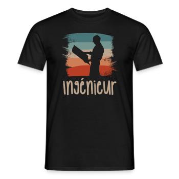 Vintage Retro Ingénieur Ingénierie - T-shirt homme - noir - Devant - AI Model Male 178 light (178cm)