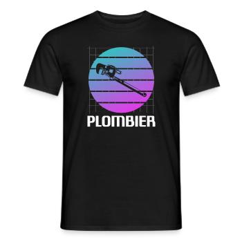 Retro Plombier Plomberie - T-shirt homme - noir - Devant - AI Model Male 178 light (178cm)