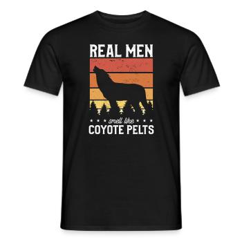 Real Men Smell Like Coyote Pets Hunter Coyotes - T-shirt homme - noir - Devant - AI Model Male 178 light (178cm)