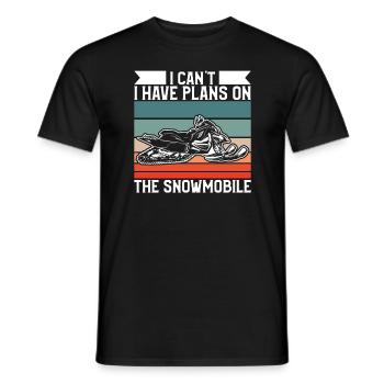 Retro I Can't I Have Plans On The Snowmobile - Men's T-Shirt - black - Front - AI Model Male 178 light (178cm)