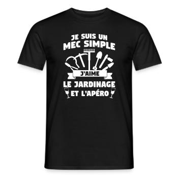 Je Suis Un Mec Simple J'aime Le Jardinage Et - T-shirt homme - noir - Devant - AI Model Male 178 light (178cm)
