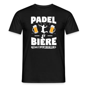 Padel Et Bière C'est Pour Ça Que Je Suis Là - T-shirt homme - noir - Devant - AI Model Male 178 light (178cm)