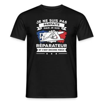 Je Ne Suis Pas Parfaite Mais Je Suis Réparateur - T-shirt homme - noir - Devant - AI Model Male 178 light (178cm)