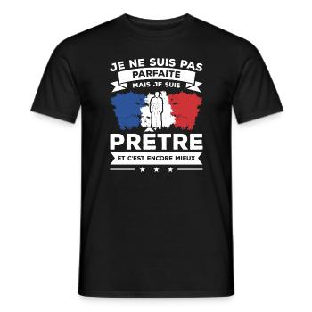 Je Ne Suis Pas Parfaite Mais Je Suis Prêtre - T-shirt homme - noir - Devant - AI Model Male 178 light (178cm)