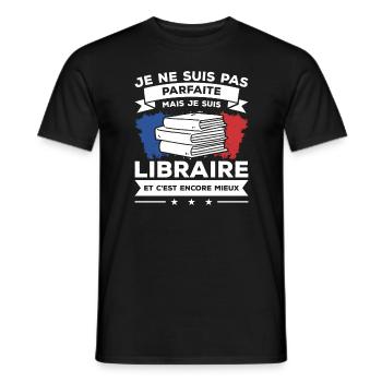 Je Ne Suis Pas Parfaite Mais Je Suis Libraire - T-shirt homme - noir - Devant - AI Model Male 178 light (178cm)