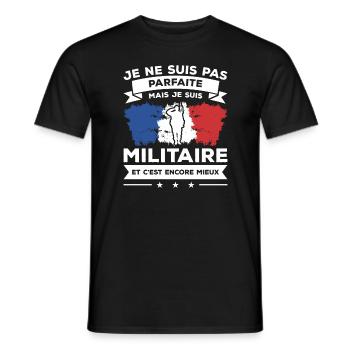 Je Ne Suis Pas Parfaite Mais Je Suis Militaire - T-shirt homme - noir - Devant - AI Model Male 178 light (178cm)