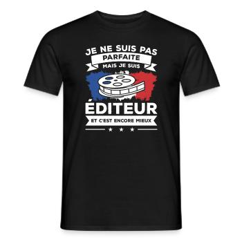 Je Ne Suis Pas Parfaite Mais Je Suis Éditeur - T-shirt homme - noir - Devant - AI Model Male 178 light (178cm)