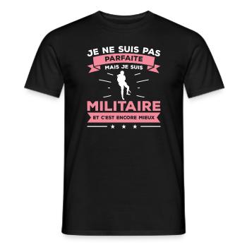 Je Ne Suis Pas Parfaite Mais Je Suis Militaire - T-shirt homme - noir - Devant - AI Model Male 178 light (178cm)