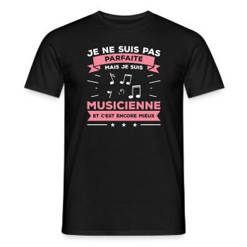 Je Ne Suis Pas Parfaite Mais Je Suis Musicienne - T-shirt homme - noir - Devant - AI Model Male 178 light (178cm)