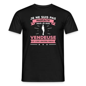 Je Ne Suis Pas Parfaite Mais Je Suis Vendeuse - T-shirt homme - noir - Devant - AI Model Male 178 light (178cm)