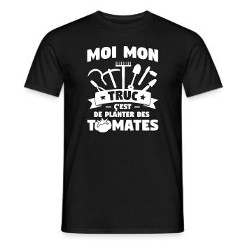 Moi Mon Truc Ç'est De Planter Des Tomates - T-shirt homme - noir - Devant - AI Model Male 178 light (178cm)