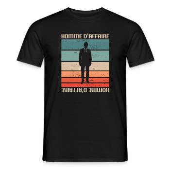 Vintage Retro Homme D'Affaire Chef d'entreprise - T-shirt homme - noir - Devant - AI Model Male 178 light (178cm)