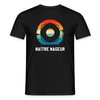 Vintage Retro Maître Nageur Sauveteur - T-shirt homme - noir - Devant - AI Model Male 178 light (178cm)