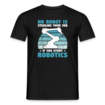 Kein Roboter stiehlt Ihren Job, wenn Sie studieren - Männer T-Shirt - Schwarz - Vorne - AI Model Male 178 light (178cm)