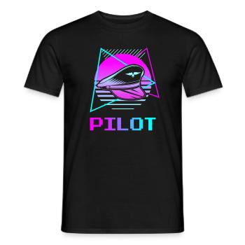 Pilotes d’aviation rétro - T-shirt homme - noir - Devant - AI Model Male 178 light (178cm)