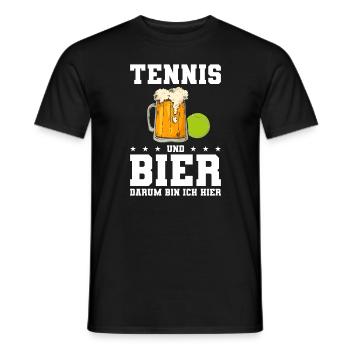 Tennis Und Bier Darum Bin Ich Hier Tennisspieler - Männer T-Shirt - Schwarz - Vorne - AI Model Male 178 light (178cm)