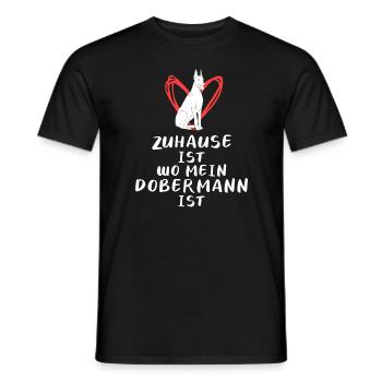 Zuhause Ist Wo Mein Dobermann Ist Hundebesitzer - Männer T-Shirt - Schwarz - Vorne - AI Model Male 178 light (178cm)