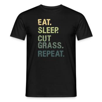 Manger Sommeil Couper Herbe Répéter Tonte de pelouse Tondeuse à gazon - T-shirt homme - noir - Devant - AI Model Male 178 light (178cm)