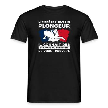 N'Embetez Pas Un Plongeur Il Connaît Des Endroits - T-shirt homme - noir - Devant - AI Model Male 178 light (178cm)
