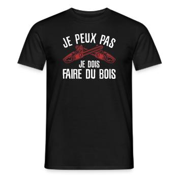 Je Peux Pas Je Dois Faire Du Bois Bûcheron - T-shirt homme - noir - Devant - AI Model Male 178 light (178cm)
