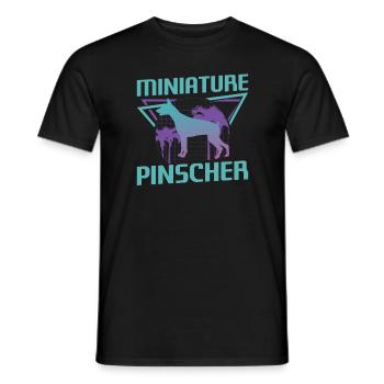 Amoureux des chiens Pinscher nain rétro - T-shirt homme - noir - Devant - AI Model Male 178 light (178cm)