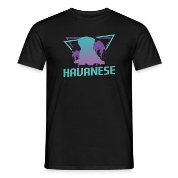 Amant de chien bichon havanais rétro - T-shirt homme - noir - Devant - AI Model Male 178 light (178cm)