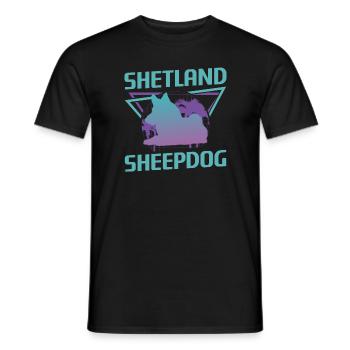 Amoureux des chiens de berger Shetland rétro - T-shirt homme - noir - Devant - AI Model Male 178 light (178cm)