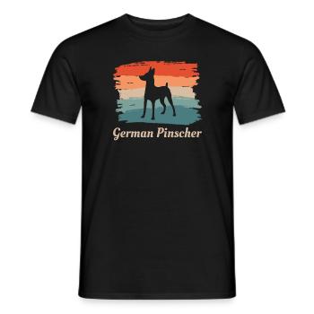 Vintage Retro German Pinscher Dog Lover - Men's T-Shirt - black - Front - AI Model Male 178 light (178cm)