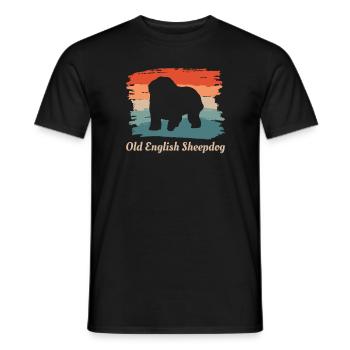 Vintage Retro Old English Sheepdog Dog Lover - T-shirt homme - noir - Devant - AI Model Male 178 light (178cm)