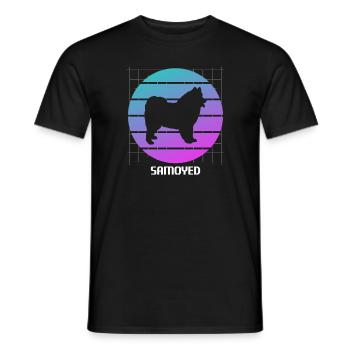 Amoureux des chiens Samoyède rétro - T-shirt homme - noir - Devant - AI Model Male 178 light (178cm)
