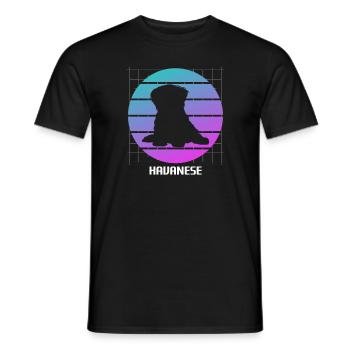 Amant de chien bichon havanais rétro - T-shirt homme - noir - Devant - AI Model Male 178 light (178cm)