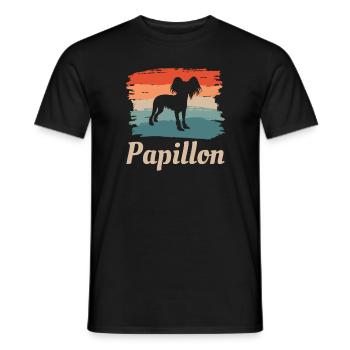 Vintage Retro Papillon Dog Lover - Men's T-Shirt - black - Front - AI Model Male 178 light (178cm)