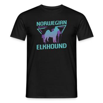 Retro Norwegian Elkhound Dog Lover - Men's T-Shirt - black - Front - AI Model Male 178 light (178cm)