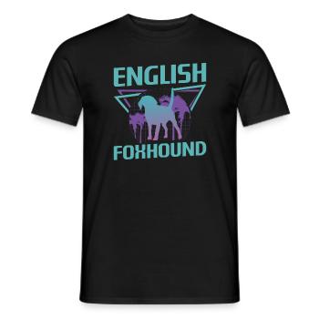 Retro English Foxhound Dog Lover - Men's T-Shirt - black - Front - AI Model Male 178 light (178cm)