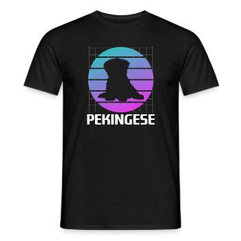 Retro Pekinese Hundeliebhaber - Männer T-Shirt - Schwarz - Vorne - AI Model Male 178 light (178cm)