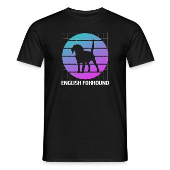 Retro English Foxhound Dog Lover - Men's T-Shirt - black - Front - AI Model Male 178 light (178cm)
