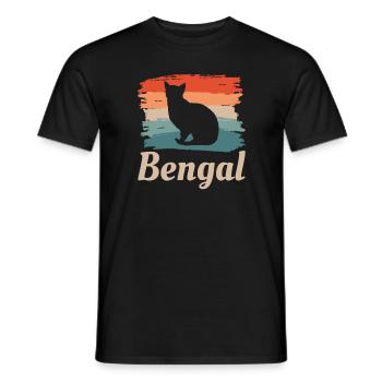 Vintage Retro Bengal Cat Lover - T-shirt homme - noir - Devant - AI Model Male 178 light (178cm)