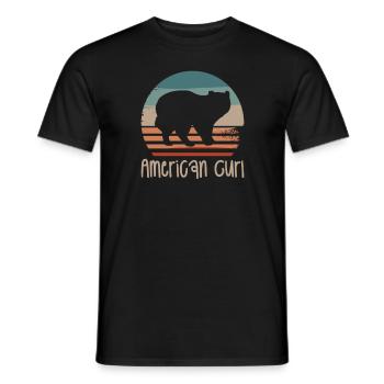 Vintage Retro American Curl Cat Lover - T-shirt homme - noir - Devant - AI Model Male 178 light (178cm)
