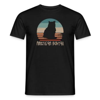 Vintage Retro American Bobtail Cat Lover - T-shirt homme - noir - Devant - AI Model Male 178 light (178cm)